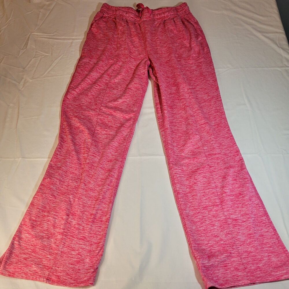 Athletic M Flare Pants Women Pink Heather Poly Blend Stretch Yoga Gym Loungewear